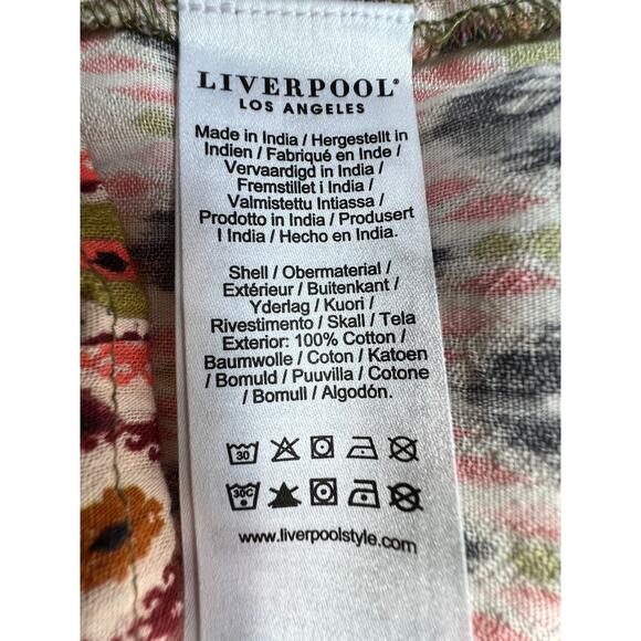 LIVERPOOL TOP WOMENS SMALL PETAL SLEEVE WOVEN GEO PRINT PINK GREEN BLOUSE NEW - Picture 9 of 11